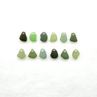Real Sea Glass Beads Green Charms Top Drilled for Jewelry Making or Beach Crafts