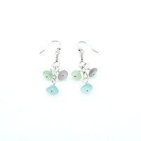 Real Sea Glass Earrings Soft Pastel Color Dangly Summer Beach Jewelry Handcrafted Gifts for Her
