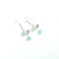 Real Sea Glass Earrings Soft Pastel Color Dangly Summer Beach Jewelry Handcrafted Gifts for Her