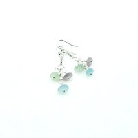 Real Sea Glass Earrings Soft Pastel Color Dangly Summer Beach Jewelry Handcrafted Gifts for Her
