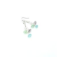 Real Sea Glass Earrings Soft Pastel Color Dangly Summer Beach Jewelry Handcrafted Gifts for Her