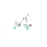Real Sea Glass Earrings Soft Pastel Color Dangly Summer Beach Jewelry Handcrafted Gifts for Her