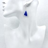 Genuine Sea Glass Earrings Cornflower and Cobalt Blue Beach Glass Jewelry Handmade Gifts