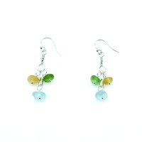 Genuine Sea Glass Drop Earrings Multi Color Handmade Jewelry Unique Beach Gifts