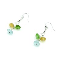 Genuine Sea Glass Drop Earrings Multi Color Handmade Jewelry Unique Beach Gifts