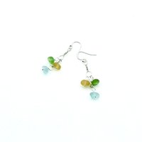 Genuine Sea Glass Drop Earrings Multi Color Handmade Jewelry Unique Beach Gifts
