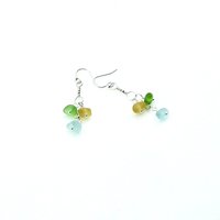 Genuine Sea Glass Drop Earrings Multi Color Handmade Jewelry Unique Beach Gifts