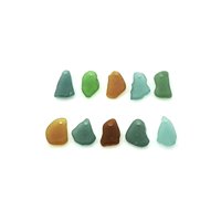 Real Sea Glass Charms or Pendants for Jewelry Making Beach Crafts Green Teal Brown