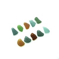 Real Sea Glass Charms or Pendants for Jewelry Making Beach Crafts Green Teal Brown