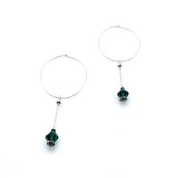 Large Hoop Earrings Green Crystal Bead Dangles Cool Jewelry Gifts