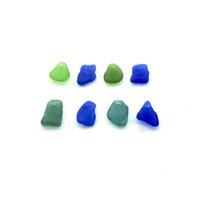 Real Sea Glass Charms for Jewelry Making Drilled Beach Craft Beads Green, Teal and Cobalt Blue
