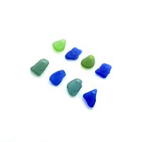 Real Sea Glass Charms for Jewelry Making Drilled Beach Craft Beads Green, Teal and Cobalt Blue