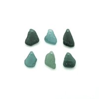 Real Sea Glass Rough Pendants for Jewelry Making Beach Craft Supply Teal Green Blue