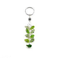 Green Beaded Keyring, Real Sea Glass Keychain, Handmade Car Key Accessories