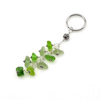 Green Beaded Keyring, Real Sea Glass Keychain, Handmade Car Key Accessories