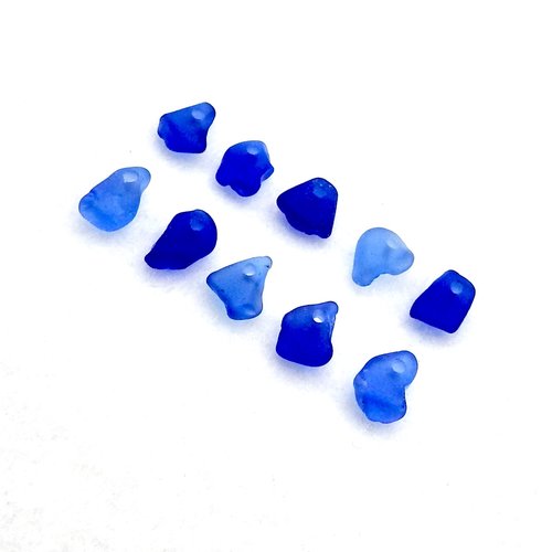 RESERVED Mini Sea Glass Beads, Cobalt Blue Charms for Jewelry Making, Beach Craft Supplies