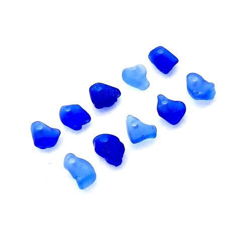 RESERVED Mini Sea Glass Beads, Cobalt Blue Charms for Jewelry Making, Beach Craft Supplies