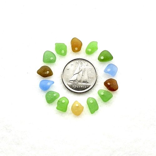 RESERVED Tiny Sea Glass for Crafts, Beach Charms for Jewelry Making, Sew on Teardrop Beads