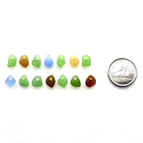 RESERVED Tiny Sea Glass for Crafts, Beach Charms for Jewelry Making, Sew on Teardrop Beads