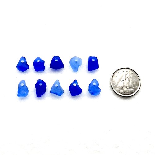 RESERVED Mini Sea Glass Beads, Cobalt Blue Charms for Jewelry Making, Beach Craft Supplies