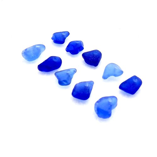 RESERVED Mini Sea Glass Beads, Cobalt Blue Charms for Jewelry Making, Beach Craft Supplies