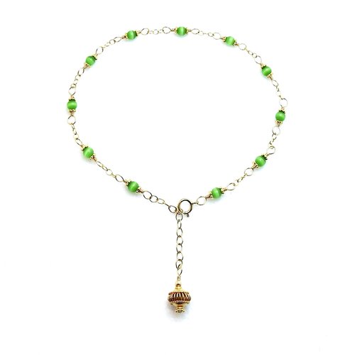 adjustable gold chain with gold vermeil Bali bead dangle