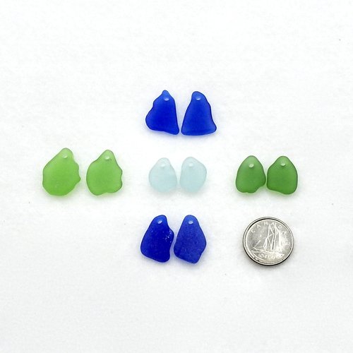 Sea Glass Earring Pair Charms Jewelry Bead Gift Making Supply