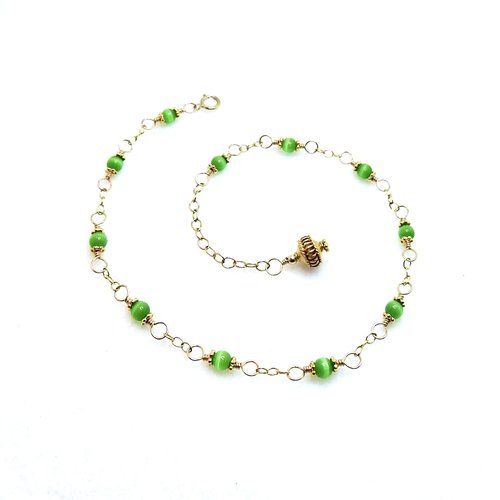 green beaded anklet for women