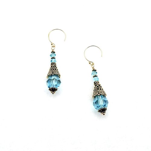 turquoise blue and gold dangles