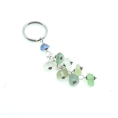 genuine sea glass keychain for women or girls