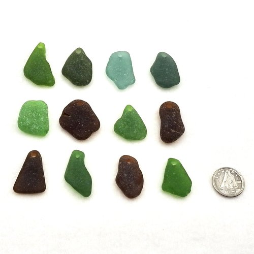 Beach Glass Necklace Pendants, Large Drilled Real Sea Glass Charms for Jewelry Making, Sun Catcher Craft Beads 