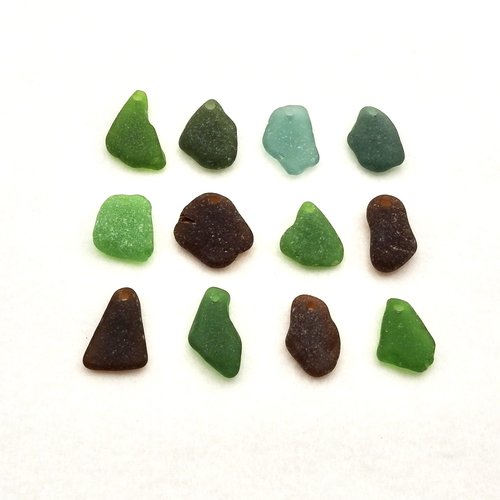 Beach Glass Necklace Pendants, Large Drilled Real Sea Glass Charms for Jewelry Making, Sun Catcher Craft Beads 