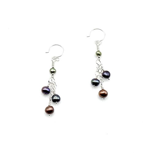silver chain three bead drops