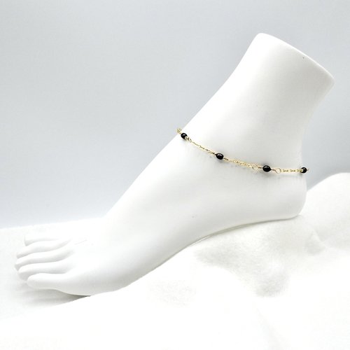 Black Pearl Anklet for Women Freshwater Iridescent Gold Ankle Bracelet Summer Gifts