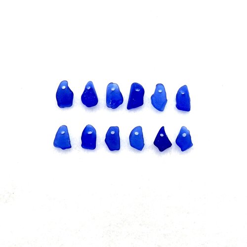 Fringe Beads for Sewing and Crafts, Very Tiny Cobalt Blue Top Drilled Sea Glass Charms for Jewelry Making