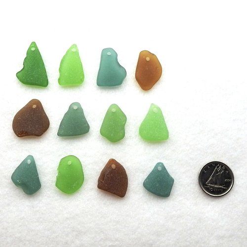 Ocean Charms for Jewelry Making Real Sea Glass Beads Top Drilled Pendants for Beach Crafts 