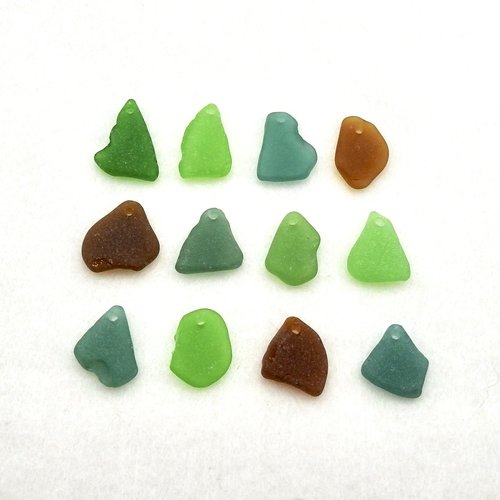 Ocean Charms for Jewelry Making Real Sea Glass Beads Top Drilled Pendants for Beach Crafts 