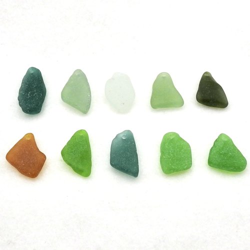 Drilled Sea Glass for Jewelry Making Natural Unusual Shape Pendant Beach Beads Craft Charms Top Hole 