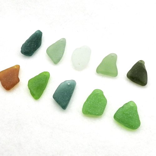 Drilled Sea Glass for Jewelry Making Natural Unusual Shape Pendant Beach Beads Craft Charms Top Hole 