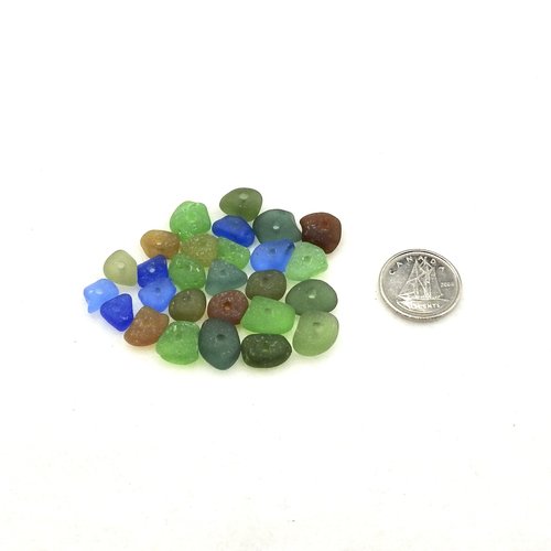 Sea Glass Tiny Beads for Jewelry Making Center Drilled Hole Natural Unique Beach Craft Supply Brown Green 