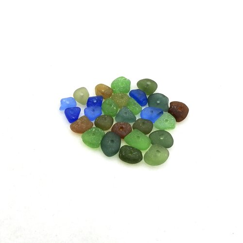 Sea Glass Tiny Beads for Jewelry Making Center Drilled Hole Natural Unique Beach Craft Supply Brown Green 