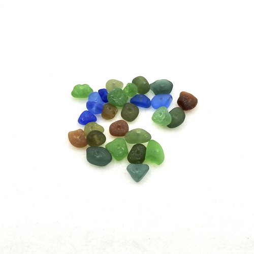 Sea Glass Tiny Beads for Jewelry Making Center Drilled Hole Natural Unique Beach Craft Supply Brown Green 