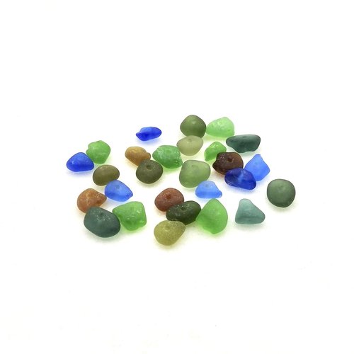 Sea Glass Tiny Beads for Jewelry Making Center Drilled Hole Natural Unique Beach Craft Supply Brown Green 