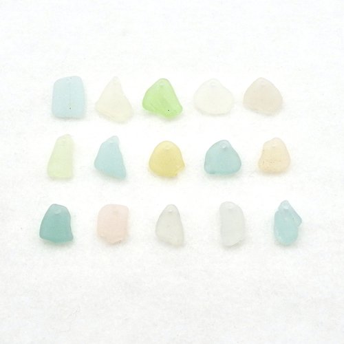 Pastel Sea Glass Charms, Top Drilled Aqua Blue Peach Yellow Green Real Beach Glass Beads for Jewelry Making
