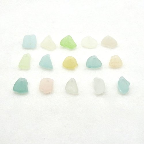 Pastel Sea Glass Charms, Top Drilled Aqua Blue Peach Yellow Green Real Beach Glass Beads for Jewelry Making