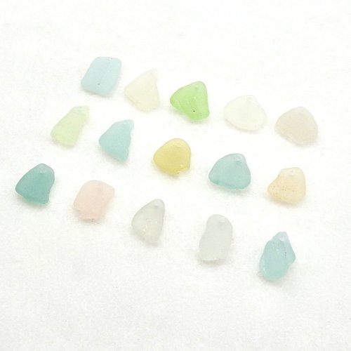 Pastel Sea Glass Charms, Top Drilled Aqua Blue Peach Yellow Green Real Beach Glass Beads for Jewelry Making