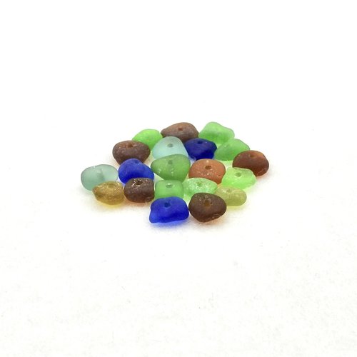 Genuine Sea Glass Tiny Beads Center Drilled Hole for Jewelry Making Beach Craft Supply