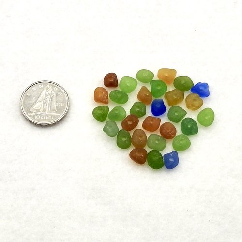 Very Tiny Sea Glass Center Drilled Beads for Jewelry Making, Beach Glass Beads for Crafts