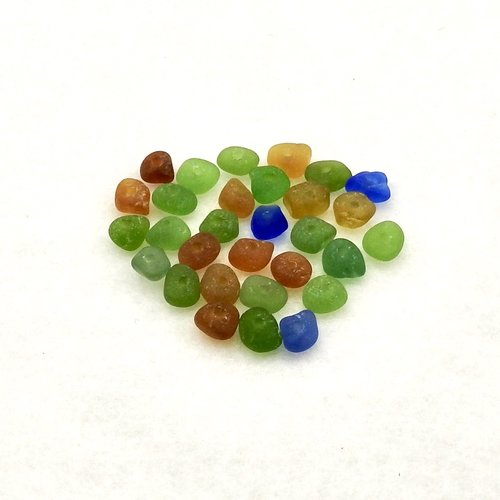 Very Tiny Sea Glass Center Drilled Beads for Jewelry Making, Beach Glass Beads for Crafts