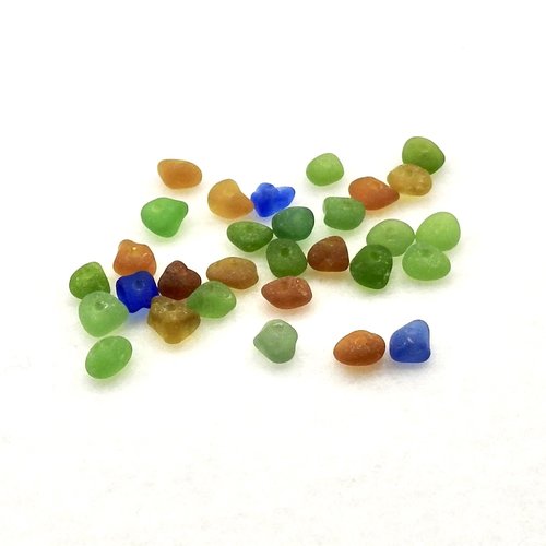 Very Tiny Sea Glass Center Drilled Beads for Jewelry Making, Beach Glass Beads for Crafts